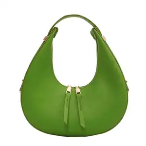 2024 Großhandel PU-Leder Designer-Handtaschen Damen Luxus einfach solide Farbe Mond halbe Schultertaschen Unterarmmode Damen-Tasche