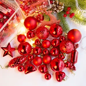 圣诞装饰品亮光球礼品袋圣诞窗户装饰彩绘球30圣诞树吊坠