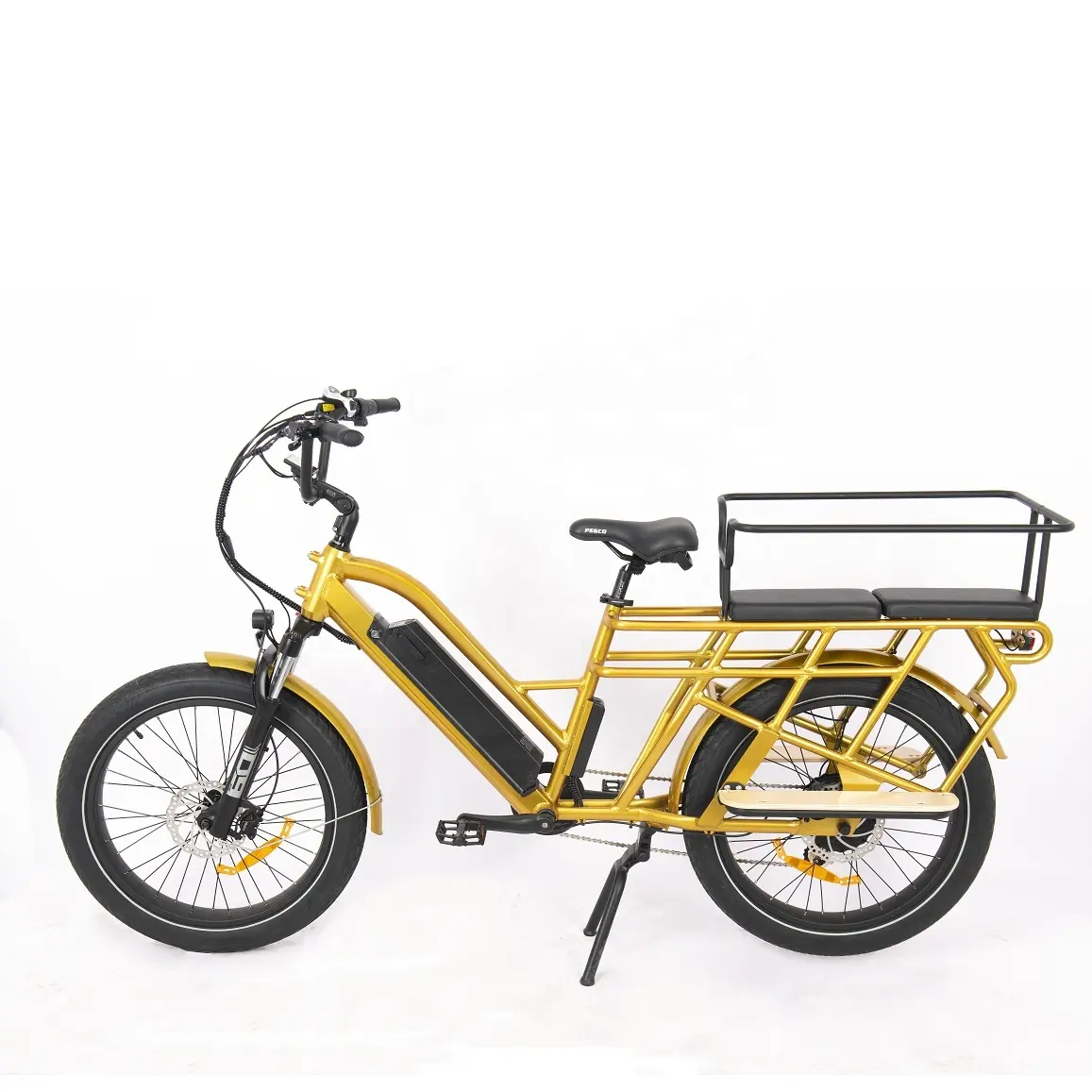 Bicicleta elétrica de carga dupla, banco de carga para bicicleta com motor traseiro e bateria de lítio