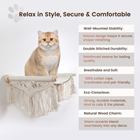 Ropecube Lit hamac mural moderne pour chat avec étagère en bois et corde en coton, pour usage intérieur, salon et parc, mobilier de couchage pour chat