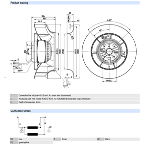 พัดลมแบบแรงเหวี่ยง AC รุ่น R2E225-RA92-09/F02 ขนาด 225 มม. 230VAC 2750 รอบต่อนาที 700CFM 180 วัตต์ ใบพัดโค้งหลังแบบมีมอเตอร์ สำหรับระบบ HVAC - Product Image 4