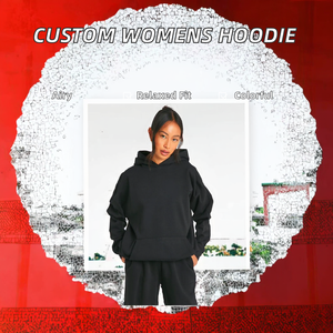Sweat à capuche personnalisé pour femme, avec logo tissé sur le devant, faible MOQ, couleur unie, décontracté, respirant, anti-plis, 100 % polyester - Product Image 2