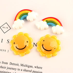 Cabochon à dos plat en résine écologique tournesol arc-en-ciel bricolage porte-clés pour téléphone portable et décorations pour enfants - Product Image 4