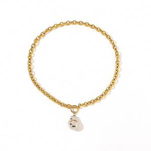 Collier en acier inoxydable avec pendentif perle baroque plaqué or 18 carats, fermoir OT, bijoux de mode pour les loisirs - Product Image 5