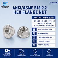 Écrou à bride personnalisable 1/4 en acier inoxydable, écrou hexagonal à bride 6 # -32 8 # -32 10 # -24 10 # -32 Écrous à insérer avec bride