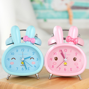 Sonnerie étudiants bruyants enfants chevet veilleuse balayage secondes silencieux chevet dessin animé veilleuse lapin sonnerie réveil - Product Image 2