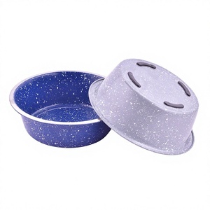 ชามสัตว์เลี้ยงสีฟ้าและสีเทาลายนูน,ชามอาหารสัตว์เลี้ยงสำหรับแมวและอุปกรณ์ให้อาหารสำหรับสัตว์เลี้ยงขนาดใหญ่กันลื่นพร้อมสีแวววาว - Product Image 1