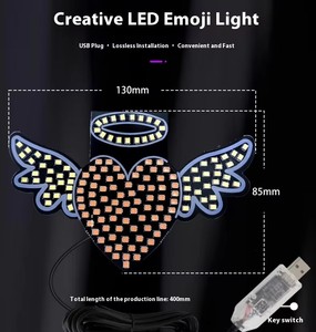 Luz <span class=keywords><strong>LED</strong></span> decorativa para ventana de coche con USB, diseño inalámbrico en forma de corazón, luz de humor para ventana trasera de tendencia con brillo rojizo para ambiente romántico - Product Image 2