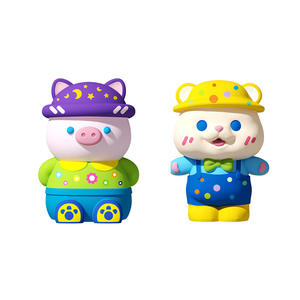 لعبة هدية للأطفال للرسم والتلوين اليدوي، دمية جبسية للرسم عليها، تماثيل جبسية للأطفال بنمط النقاط، دب/قطة/خنزير - Product Image 6