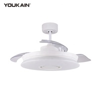 Ventilateur de plafond LED RGB à moteur DC moderne avec télécommande APP, boîtier métallique, 6 vitesses, faible bruit, pour salon