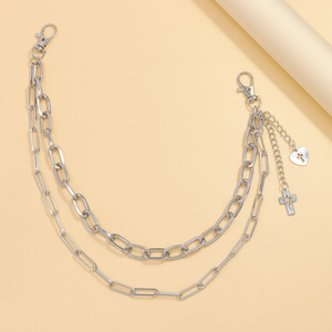 Fashion Body <b>Chain</b> Zinc Alloy <b>Cross</b> Pendant Detachable Unisex Street Style Accessory Daily Wear White K - Product Image 3