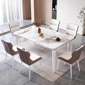 Stile <span class=keywords><strong>moderno</strong></span> di lusso in marmo rettangolo tavolo da pranzo sedia Set 4 6 posti ristorante <span class=keywords><strong>soggiorno</strong></span> mobili da <span class=keywords><strong>cucina</strong></span> ultimi disegni - Product Image 2