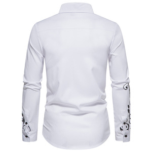 <span class=keywords><strong>Camicia</strong></span> da uomo di alta qualità da uomo <span class=keywords><strong>bordeaux</strong></span> rosso con colletto ribassato da lavoro formale a manica lunga traspirante con bottoni bianchi camicie Casual - Product Image 3