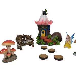 Solar Fairy Garden Kit Boot Huis Bench Toadstools Stepping Stones Hars Sets