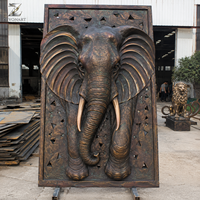 Sculpture murale en bronze d'éléphant, artisanat métallique, taille réelle, art animalier artisanal sur mesure pour hôtel, villa, bureau, mur d'accentuation