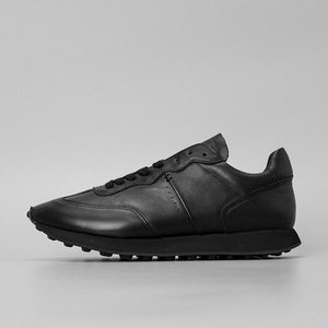 Chaussures de marche en cuir véritable noir à bout rond et lacets, avec semelle extérieure en caoutchouc et semelle intermédiaire en EVA, style toutes saisons - Product Image 1