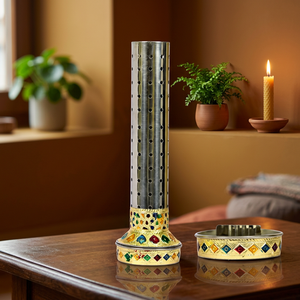 Support de bâtonnets d'encens en laiton de qualité supérieure avec plateau de récupération des cendres pour la décoration de la maison et des temples (Pooja) - Product Image 3