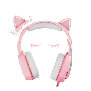 PLEXTONE G800 Headset Gaming telinga kucing lucu merah muda Earphone musik Stereo Earbud Gaming Audifonos Headset untuk ponsel PC PS XBOX