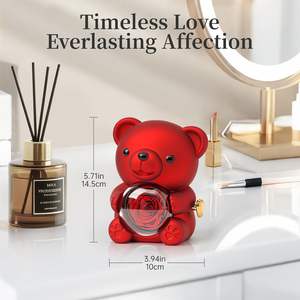 ELVROGEST SA Preserved Rose Teddy Bear Gift <b>Box</b> Real Rose Romantic Luxury Gift for Women Girlfriend Valentine Wedding <b>Present</b> - Product Image 4