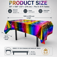 Nappe jetable en PE à dégradé arc-en-ciel brillant avec finition métallisée, attrayante pour la décoration de fête