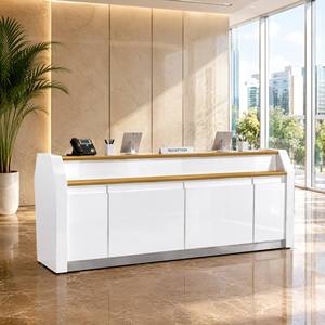 Comptoir de réception de luxe moderne et minimaliste blanc, long, pour salon de coiffure ou boutique - Prix usine - Product Image 1