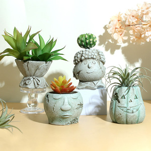 Nordic Resin Flower Pot With Face Design For Indoor Desktop Plant Decoration - Product Image 1