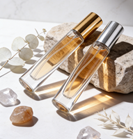 Flacon de parfum cylindrique en verre à fond épais de 5 ml, 10 ml, 15 ml, vide, en gros, directement de l'usine, en stock avec tête de pulvérisation