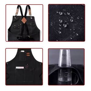 Delantales de Cocina de Lona con Logotipo, Delantales de Algodón para Chef, Uniformes Unisex para Camarero, Delantales Largos Comerciales para Cocina, Bar, Restaurante y Cafetería - Product Image 4
