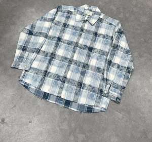 남성용 오버사이즈 캐주얼 빈티지 산성 워싱 선페이드 100% 코튼 디스트레스드 헴 플란넬 긴팔 셔츠 - Product Image 2