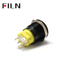 FILM 16mm 12V 220v anneau LED en alliage d'aluminium noir 1NO1NC Momentané interrupteur à bouton-poussoir étanche