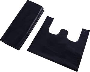 Bolsas de plástico de camiseta negra a granel para compras para almacenamiento y organización - Product Image 3