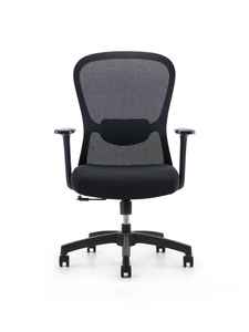 Chaise de bureau pivotante à hauteur réglable en maille de conception moderne avec accoudoirs fixes et pieds en métal - Product Image 5