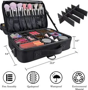 Makeup Case 3 Layers Travel Makeup Train Case Crocodile Makeup Bag Organizer Portable Artist Storage Bag Cosmetic Bags
