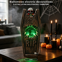 Décoration de Tombe Électrique Lumineuse et Sonore pour Halloween : Poupée Squelette Réactive au Son, Ornement Effrayant pour Maison Hantée