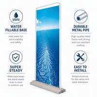 Stand Banner Bingkai Pintu Pabrik 60*160cm 80*180cm, Cetak Poster Logam Custom dengan Alas Tangki Air