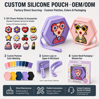 Sac Rangement Silicone Hexagonal DIY Charms Dessin Anime Impermeable Portable Trousse Maquillage Etui Cles Vente Gros