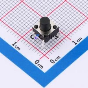 TSA06131-070B332BA Tactile Switch Through hole-4P,6.1x6.1mm Switch Single Pole Single Throw Round Button 1.8N 6.1mm - Product Image 1