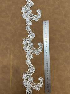 Renda Rajut Bordir Komputer Payet Mewah Berkualitas Tinggi, Bahan Poliester Katun Putih, Elastis Larut Air, Lebar Dapat Disesuaikan - Product Image 2