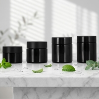 Vente en gros de pots en verre transparents mats noirs résistants aux enfants, personnalisés, de 1 oz, 2 oz, 3 oz, 4 oz, pour l'emballage de fleurs, avec bouchon à vis