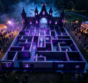 Casa <span class=keywords><strong>Embrujada</strong></span> Inflable de Halloween, Nueva Llegada, Casa <span class=keywords><strong>Embrujada</strong></span> Inflable Negra, Laberinto Inflable con Temática de Halloween - Product Image 1