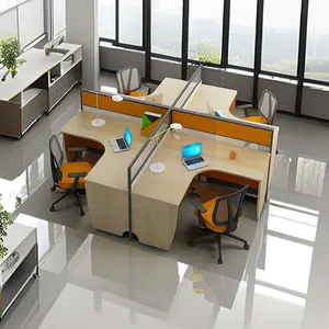 现代模块化隔间工作站书桌办公家具桌2、4、6座办公隔断工作站