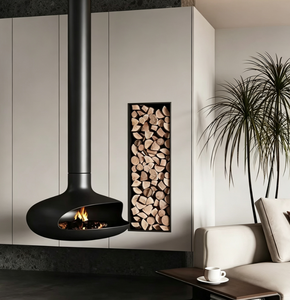 Cheminée suspendue UFO personnalisée avec <span class=keywords><strong>foyer</strong></span> intégré <span class=keywords><strong>au</strong></span> murs en briques, fonctionnant <span class=keywords><strong>au</strong></span> bois/éthanol/<span class=keywords><strong>gaz</strong></span>, pour villa, gîte ou usage commercial - Product Image 6