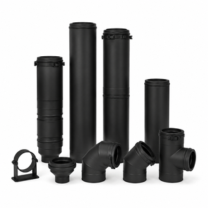 <span class=keywords><strong>Tuyau</strong></span> <span class=keywords><strong>de</strong></span> cheminée réglable en acier inoxydable à double paroi avec revêtement noir, 540-900 mm, pour poêle à granulés <span class=keywords><strong>de</strong></span> bois - Product Image 5