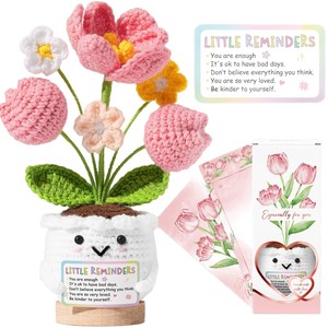 <span class=keywords><strong>Poupée</strong></span> tulipe en laine tricotée pour décoration de bureau sur base blanche, faite à la main au crochet RY-ZW-006 - Product Image 5