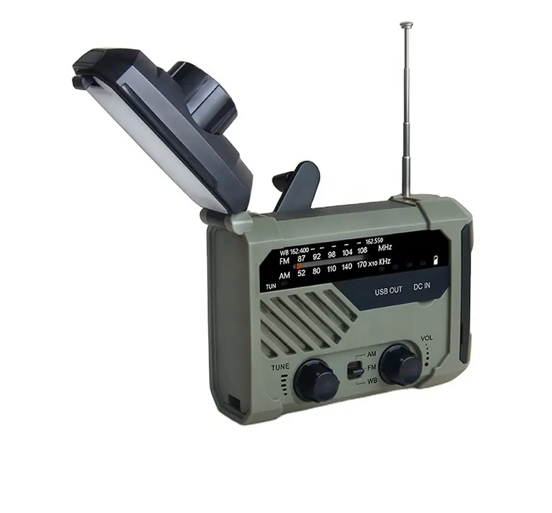 HS-2020 radio di previsioni del tempo di emergenza della fabbrica di Malak OEM energia solare AM/FM/NOAA WB con power bank 2000mAh portatile