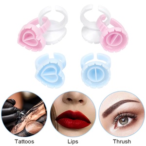 Pinky Leem Private Label Disposable <b>Plastics</b> White Blue Pink Glue Ring Eyelash Glue <b>Holder</b> Lash Blooming Cup Glue Rings - Product Image 4