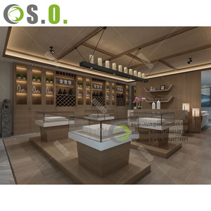 High Quality Custom Wooden <b>Wall</b> Mounted Wine Rack Wine Store Interior Design - Product Image 4