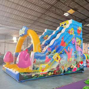 สปันจ์บ็อบทำจากพีวีซีมีสไลเดอร์เป่าลมสำหรับเด็กใช้ในงานเลี้ยง - Product Image 3