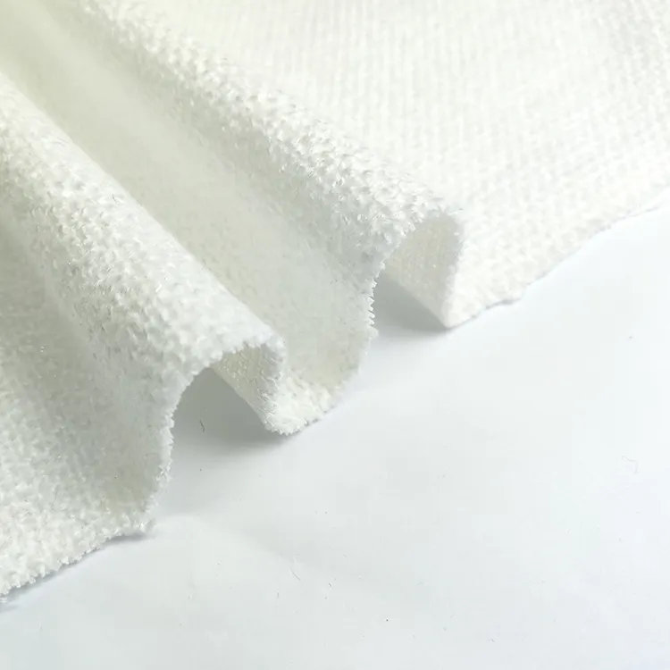 wholesale 375gsm white color cotton polyester acrylic blend Tweed fabric