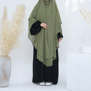 Nuovo Hijab Turco con Laccio Posteriore, Sciarpa da Preghiera Semplice per Donne Musulmane, Abito a 2 Strati, Lungo Niqab in Chiffon Khimar - Product Image 3